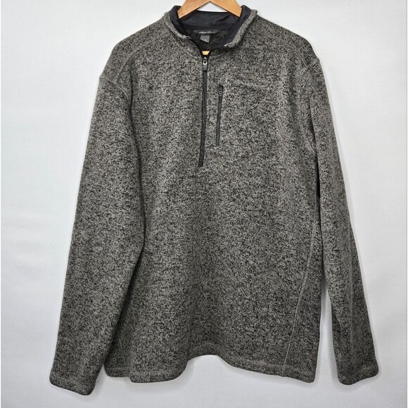 Men's Eddie Bauer Gray Convector Half Zipper Sweater Pullover Size Large Tall - Picture 1 of 6